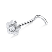 Stone Flower Shaped Curved Nose Stud NSKB-20